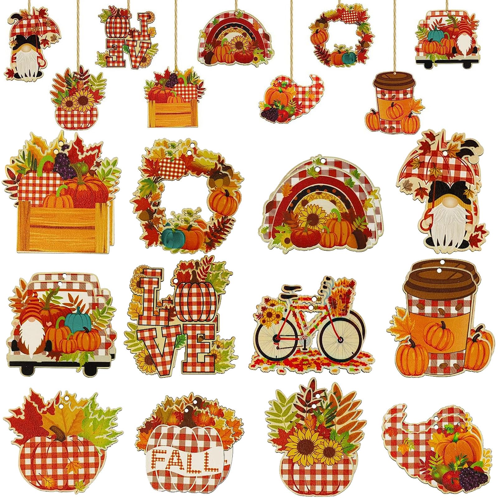 18 Pièces Pendentif Feuille De Bois Décoration,Bois En Forme De Feuille