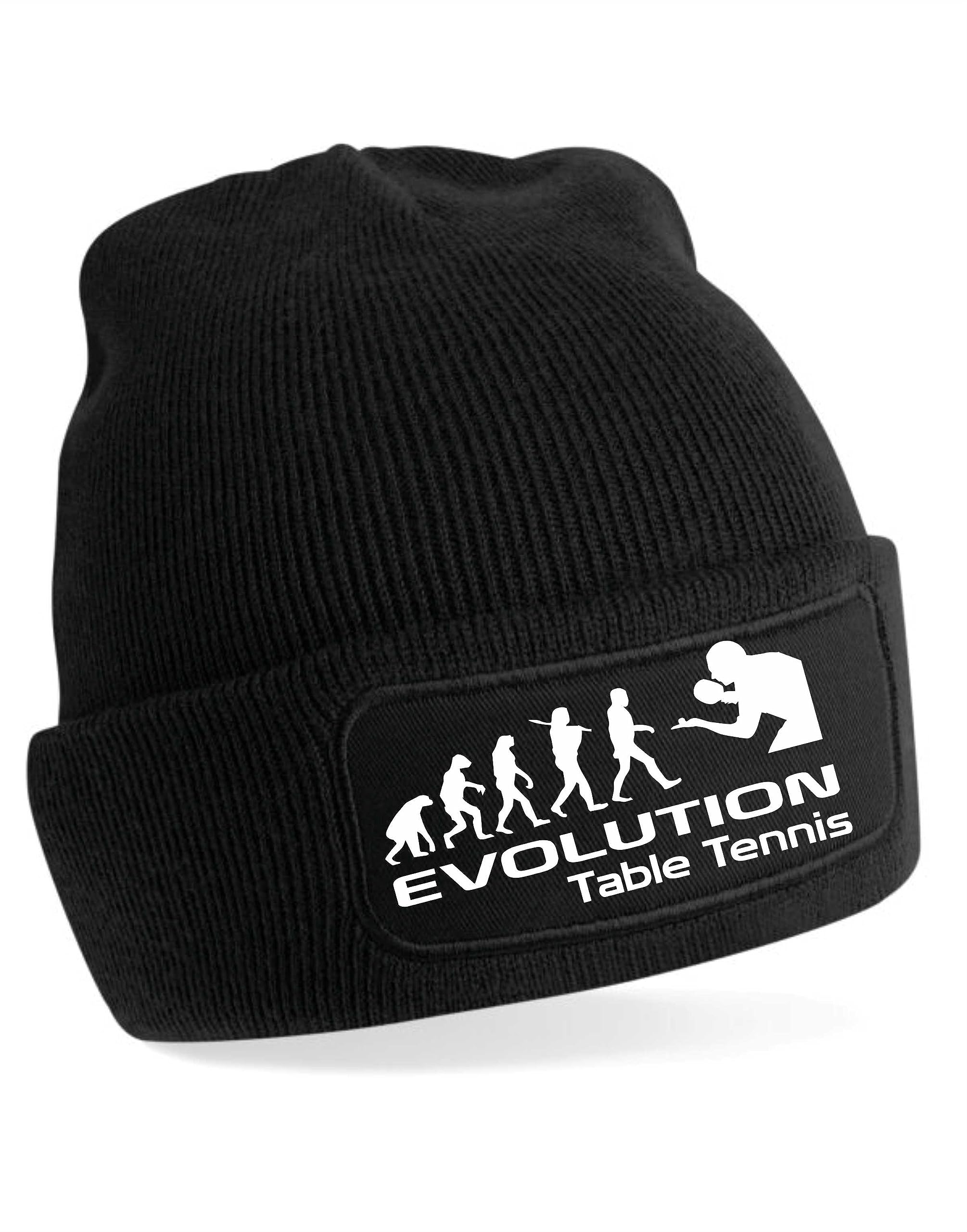 Print4U Evolution of Table Tennis Beanie Hat Sport Hobby Gift for Men & Ladies Black