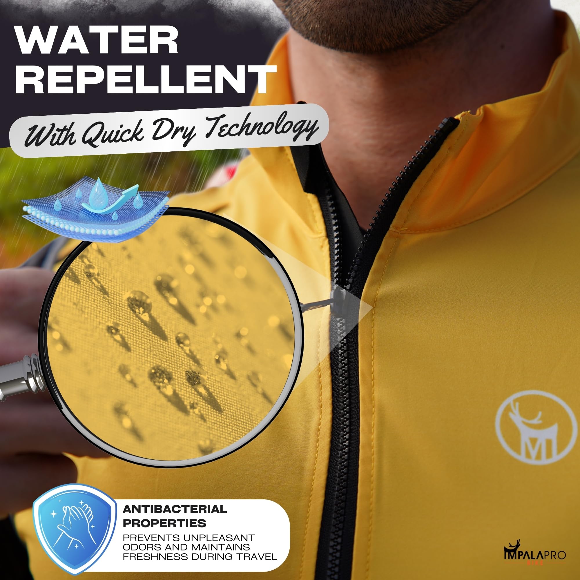 IMPALAPRO Chaleco Cortavientos Ciclismo Hombre y Mujer Ultraligero, Transpirable y Resistente - Protección Contra el Viento y la Lluvia