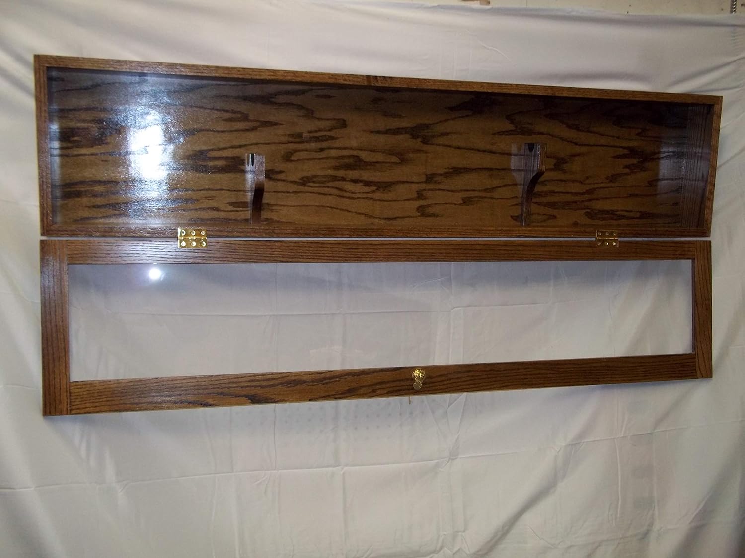Handmade Beauty Single Gun Locking Wall Display Cabinet Case - Walnut Finish