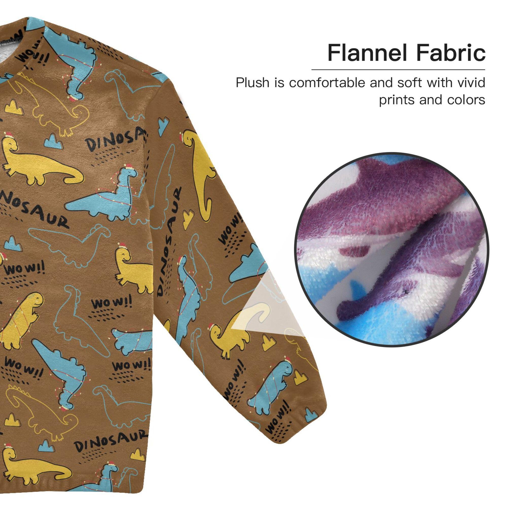 ALAZA Conjunto de pijama de forro polar para mujer, diseño de flores, ropa de descanso de dos piezas, ropa de dormir térmica, pijama súper suave, talla S