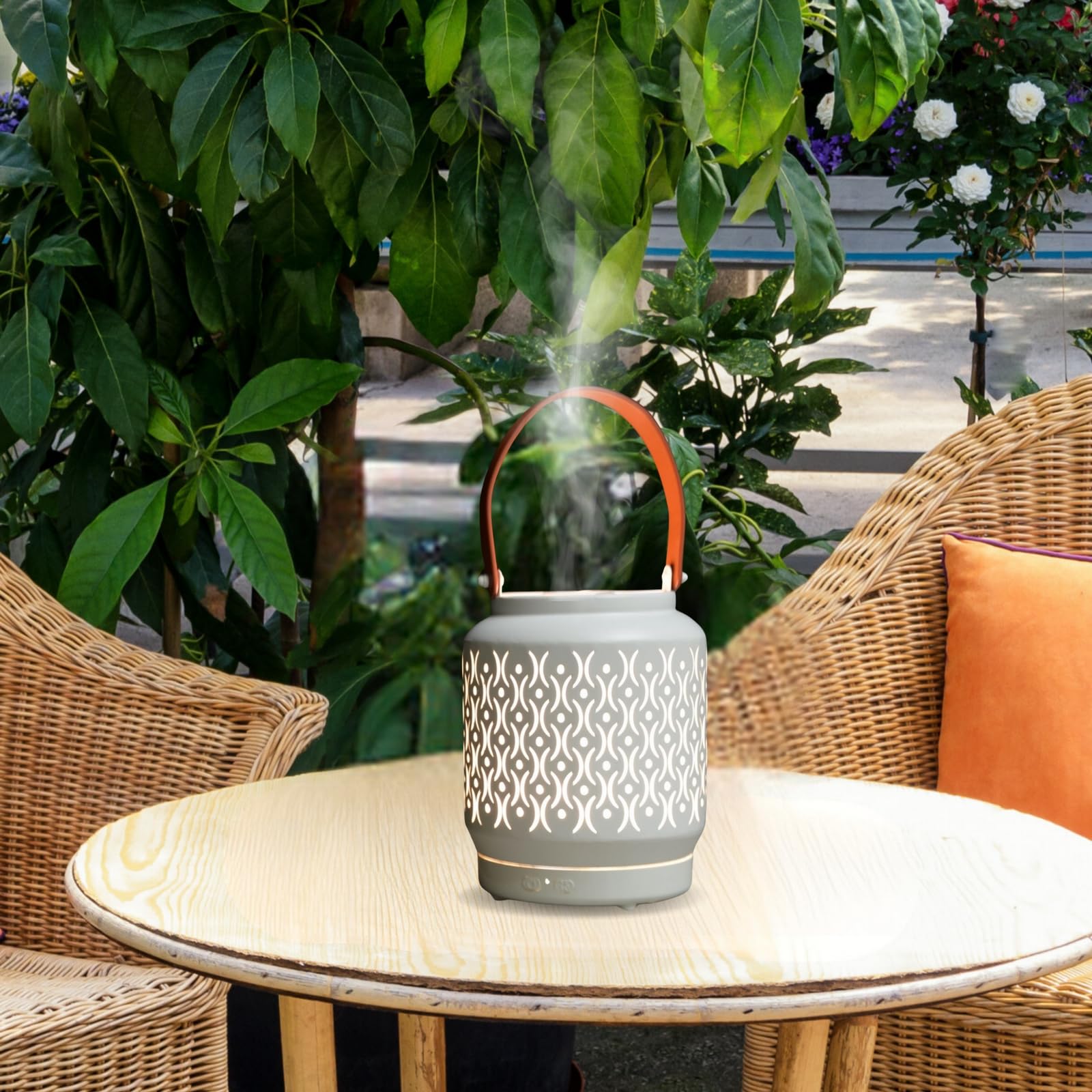 Zen’Arôme Diffuseur Ultrasonique sans Fil Madrid, Batterie Rechargeable Intégrée Autonomie 10h, Diffuseur Huile Essentielle Nomade, Diffusion Continue ou par Alternance, Éclairage LED Personnalisable