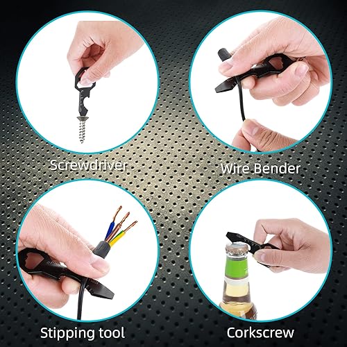 Miniatura 3 de Cobee Llavero abridor de botellas multiherramienta, 2 piezas 6 en 1 llavero herramienta de bolsillo para abridor de botellas, destornillador, regla,