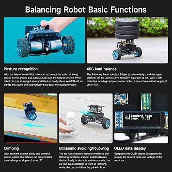 Yahboom STM32 Two Wheel Self Balancing Robot Car Kit,Suitable for Teens Aged 16+, Programmable Robot, Robot Starter Kit Gift for Teen Boys (Handle Control Kit)