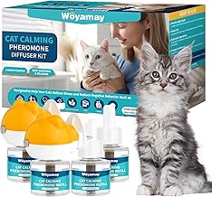 Cat Calming Plug-in for Cats, 6-in-1 Cat Pheromone Diffuser for Cat Anxiety Relief, Cat Calming Diffuser with 2 Diffuser + 4 Refill 48ml, Anti Stress for Cats Lasts Up To 120 Days