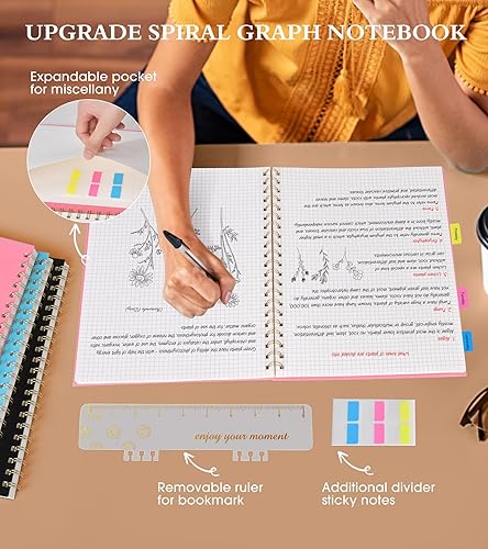 Miniatura 5 de Cuaderno de papel cuadriculado, cuaderno de espiral de 8.5 x 11 pulgadas, cuadernos de cuadrícula grande A4 para mujeres y hombres, papel gráfico de