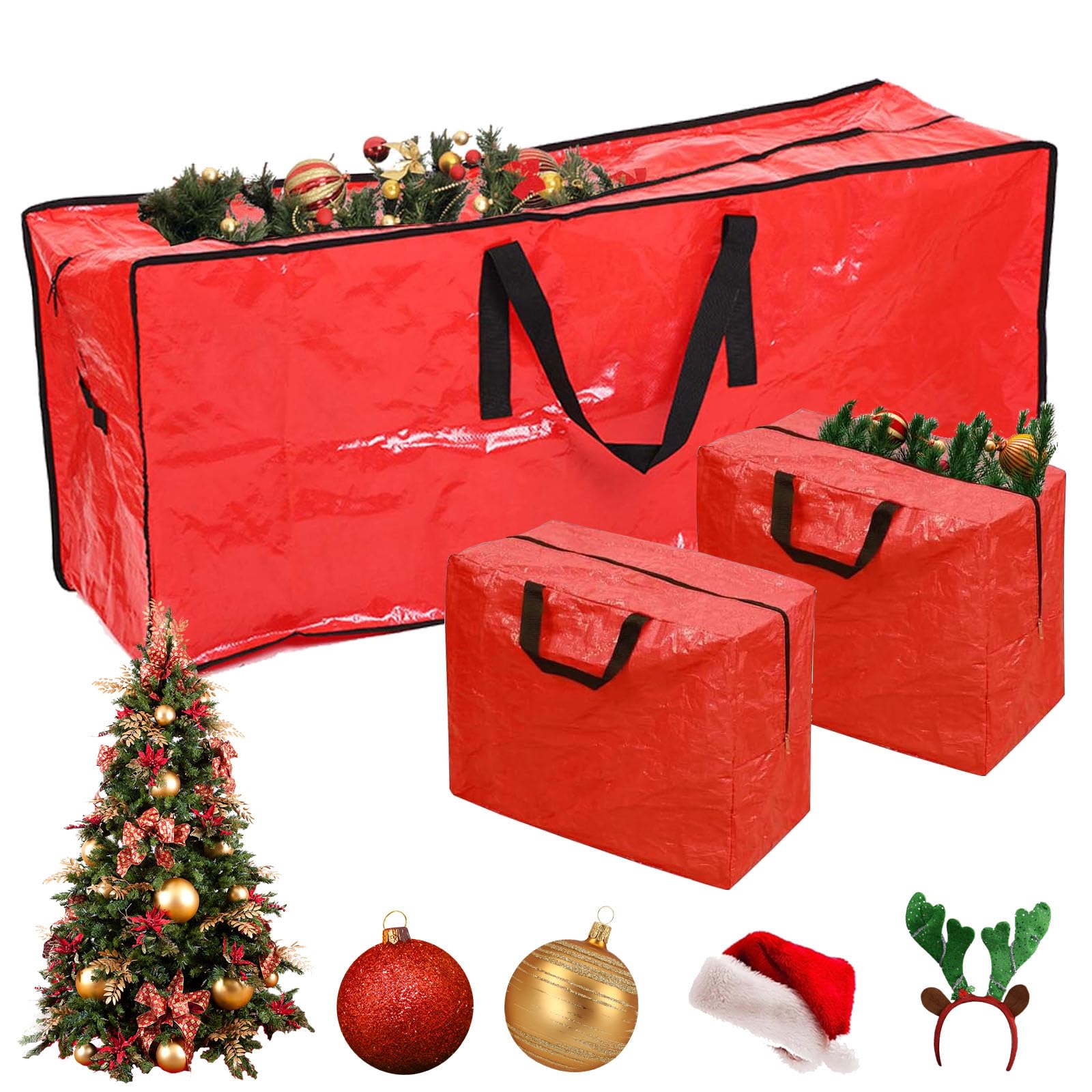Sac De Rangement Surdimensionné Pour Sapin De Noël - 165 X 78 X 66 Cm - Imperméable, Toile Oxford - Lot De 3