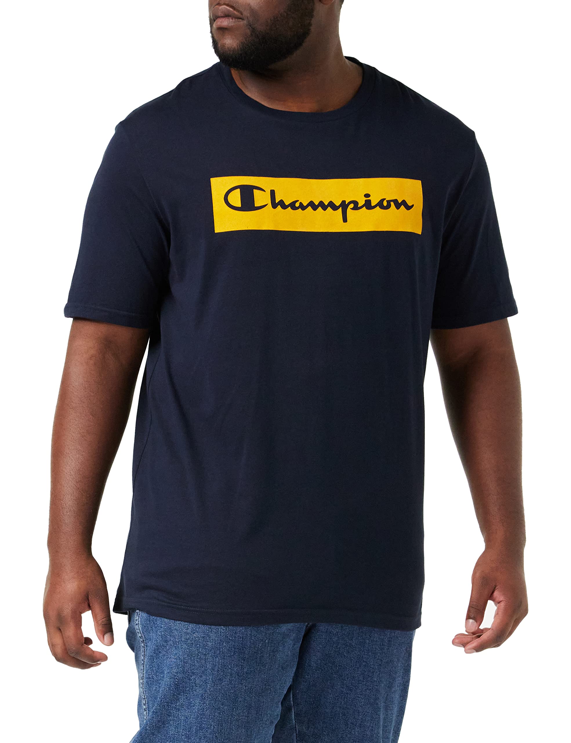 Champion Men's Flock Box S/S Short Sleeve T-Shirt, Navy Blue, S