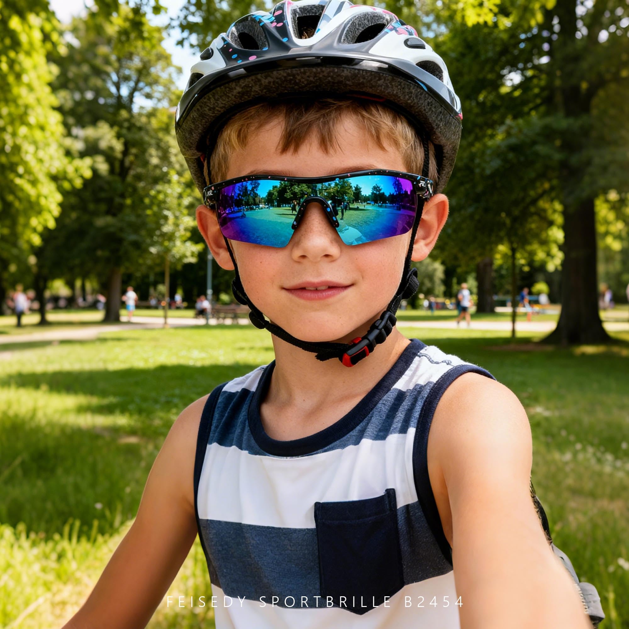 Gafas de sol polarizadas TR90 para niños adolescentes ciclismo FEISEDY