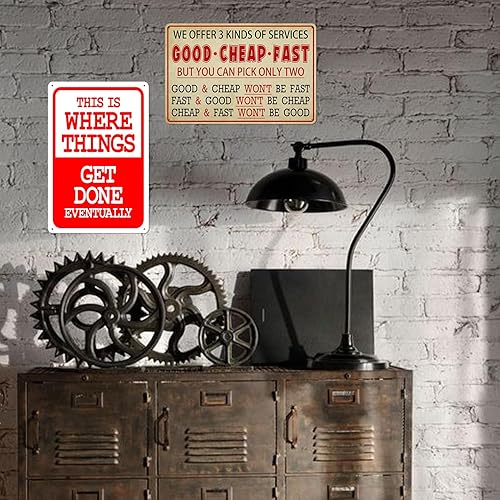 Miniatura 4 de Letrero de metal divertido para garaje para hombres, decoración de taller, letrero de humor retro, conversiones de garaje, carteles, sarcástico,