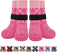 Vista 20 de BEAUTYZOO 6 piezas de calcetines para perros para evitar que lamen las patas, zapatos antideslizantes para perros para pavimento caliente y suelos