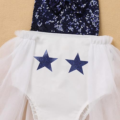 Miniatura 5 de IBTOM CASTLE Disfraz de animadora para bebés y niñas sin espalda con lentejuelas y estrellas vestido tutú con pompones de animadora