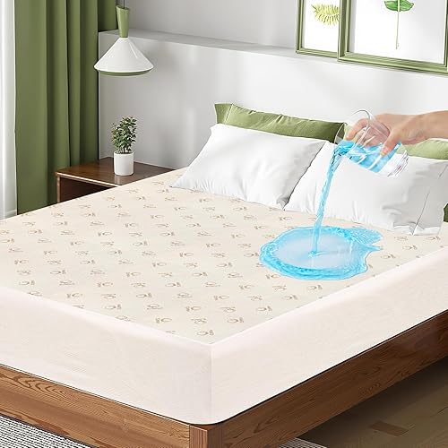 Protector de colchón impermeable tamaño Queen, funda de colchón transpirable de algodón, comodidad de 200 GSM, colchón cómodo ajustable con bolsillo