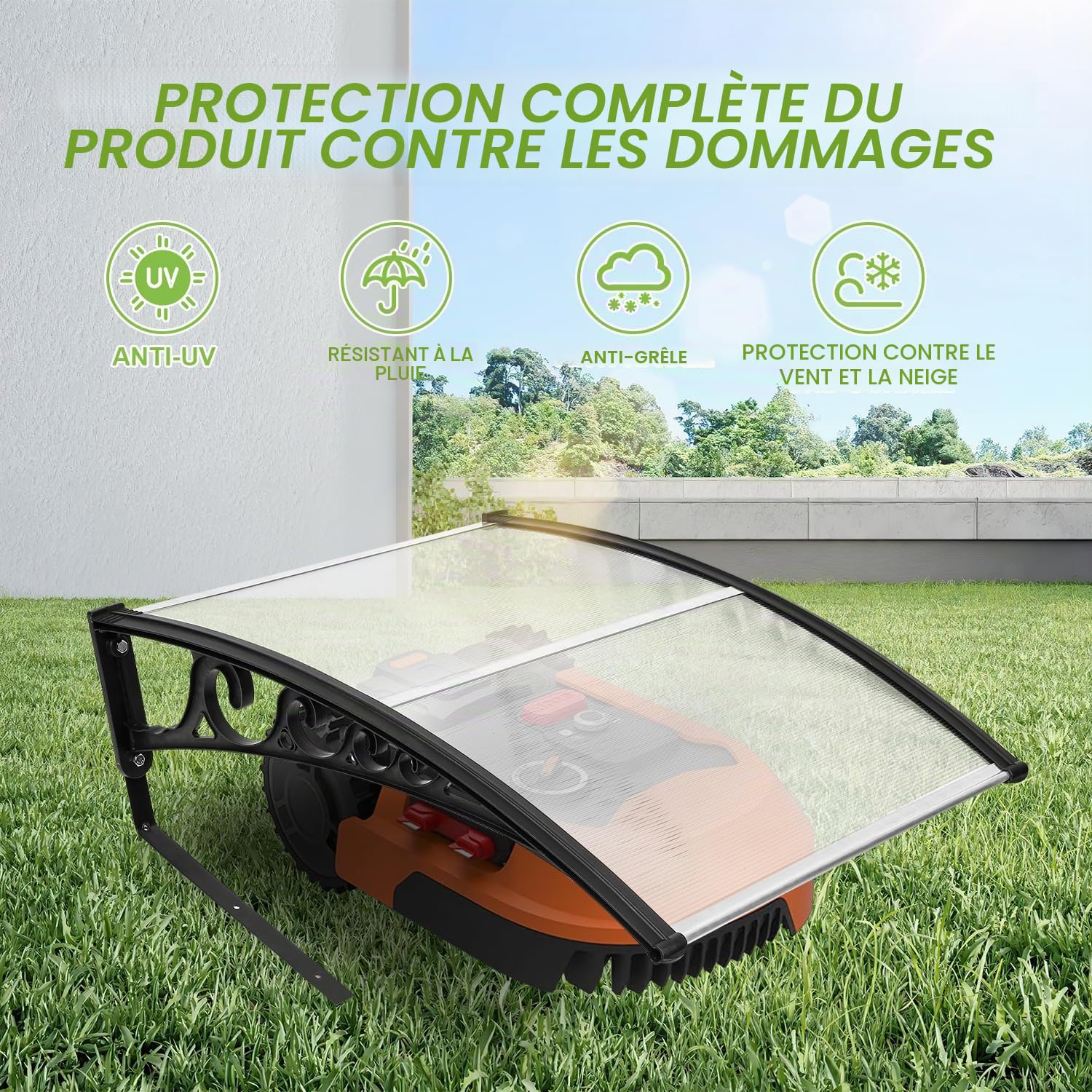 Garage de tondeuse robot Carport pour les tondeuses à gazon robotisées 105 x 85 x 45 cm Abri pour Robot Protection contre la pluie, la grêle et les rayons UV