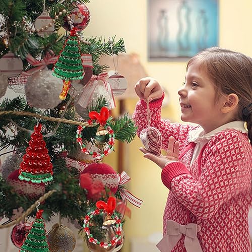 Miniatura 7 de 1200 cuentas de poni de 0.236 x 0.394 pulgadas a granel, cuentas de plástico con purpurina de Navidad, cuentas de pony transparentes surtidas para