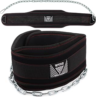 WYOX Dip Belt for Weightlifting – Weight Belt with Chain for Pullups, Gym Lifting Belt for Powerlifting, Squats, Bodybuilding, Heavy Duty Steel, and Workout Belt with Comfortable Neoprene Support