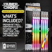 Vista 2 de Lightsable - Palillos de sable de sable de luz LED con luz brillante, palillos de sable de sushi, reutilizables, divertidos, Geeky Starwars, juego