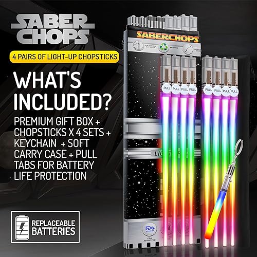 Miniatura 2 de Lightsable - Palillos de sable de sable de luz LED con luz brillante, palillos de sable de sushi, reutilizables, divertidos, Geeky Starwars, juego