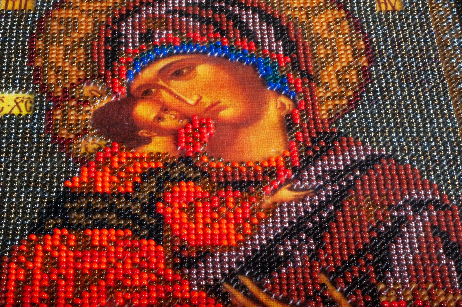 Zestaw do haftowania koralików DIY ikona Matki Bożej Włodzimierza 18 cm x 25 cm kolorowe płótno zestaw koralików przewodnik igły początkujący