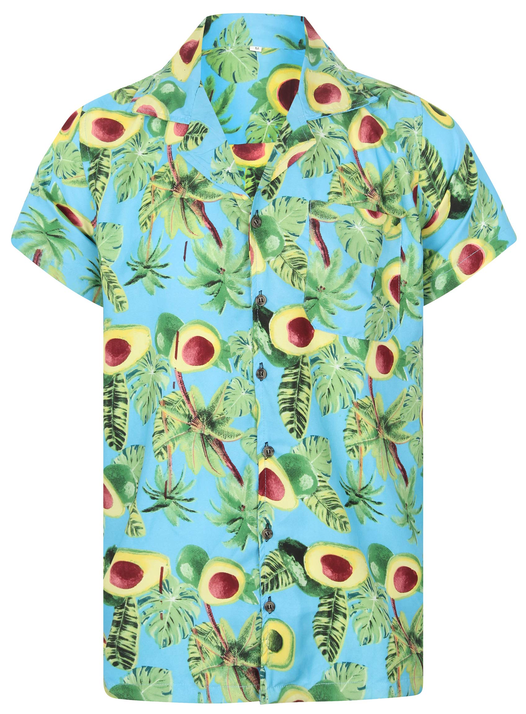 Oe Menswear Men's Blue Avocado Shirt Hawaiian Shirt Loud Aloha Fruit Guac Stag Vegan Party S-Xxl (Xxl, )