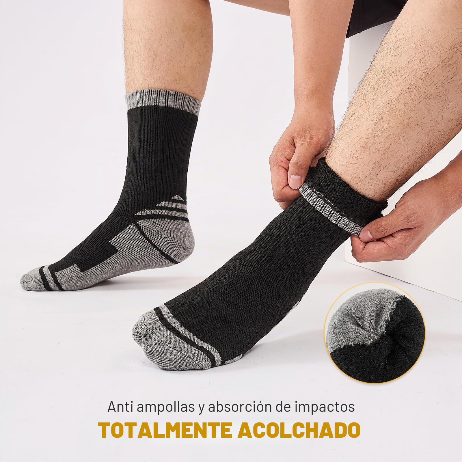 Calcetines Trekking Lana Merino Antiampollas Acolchado Transpirables 3 Pares