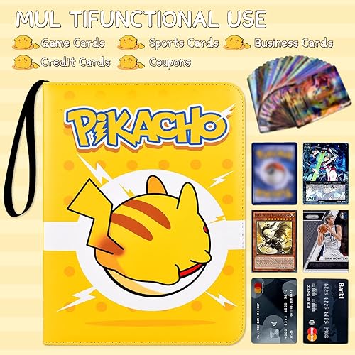 Miniatura 4 de Carpeta de tarjetas coleccionables de 4 bolsillos para TCG, 440 bolsillos con 55 fundas extraíbles, carpetas de juegos de tarjetas intercambiables,