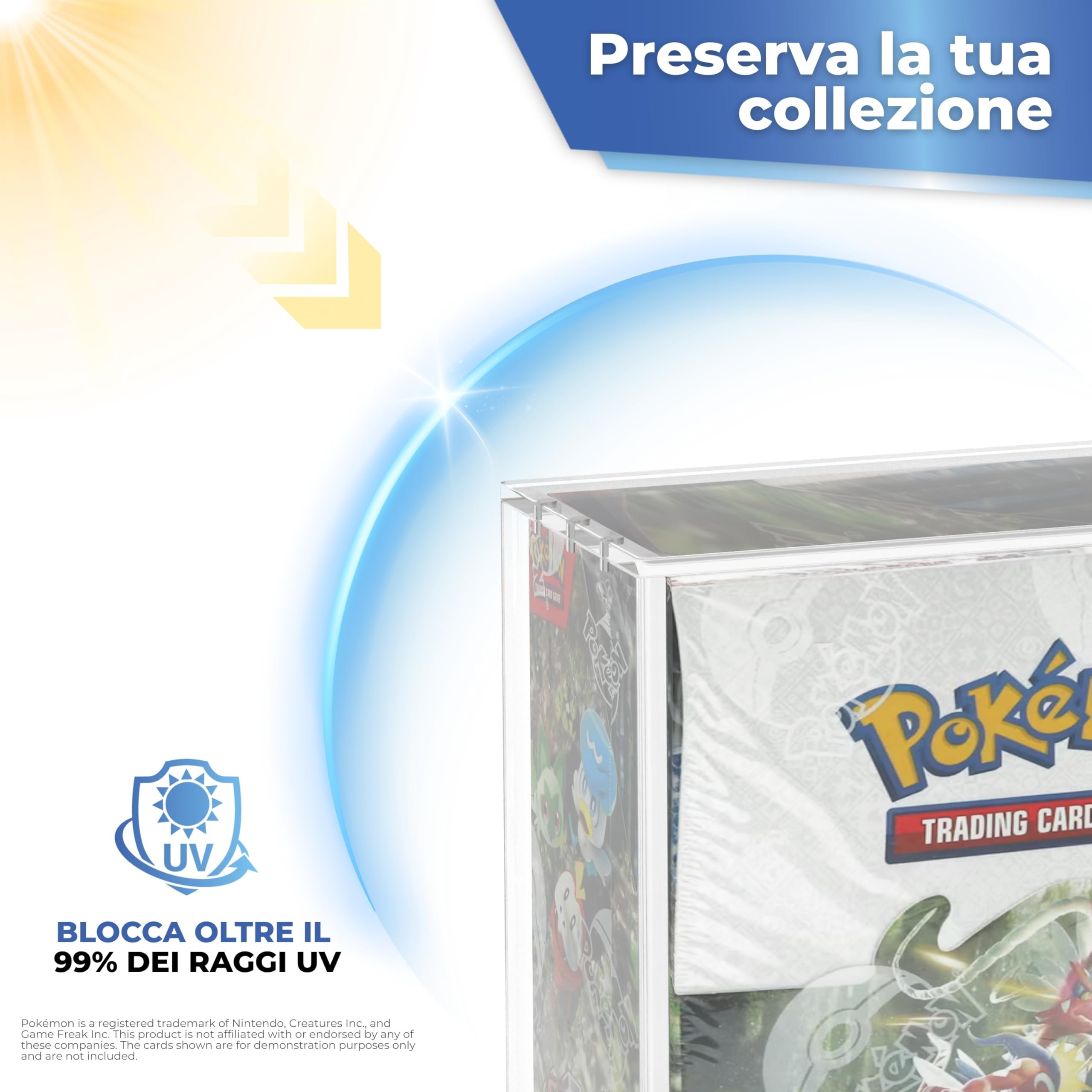Protector Booster Box Pokémon in Plexiglass con Magneti N52 – Scatola Pokémon UV 99% Trasparente, Resistente e Impilabile