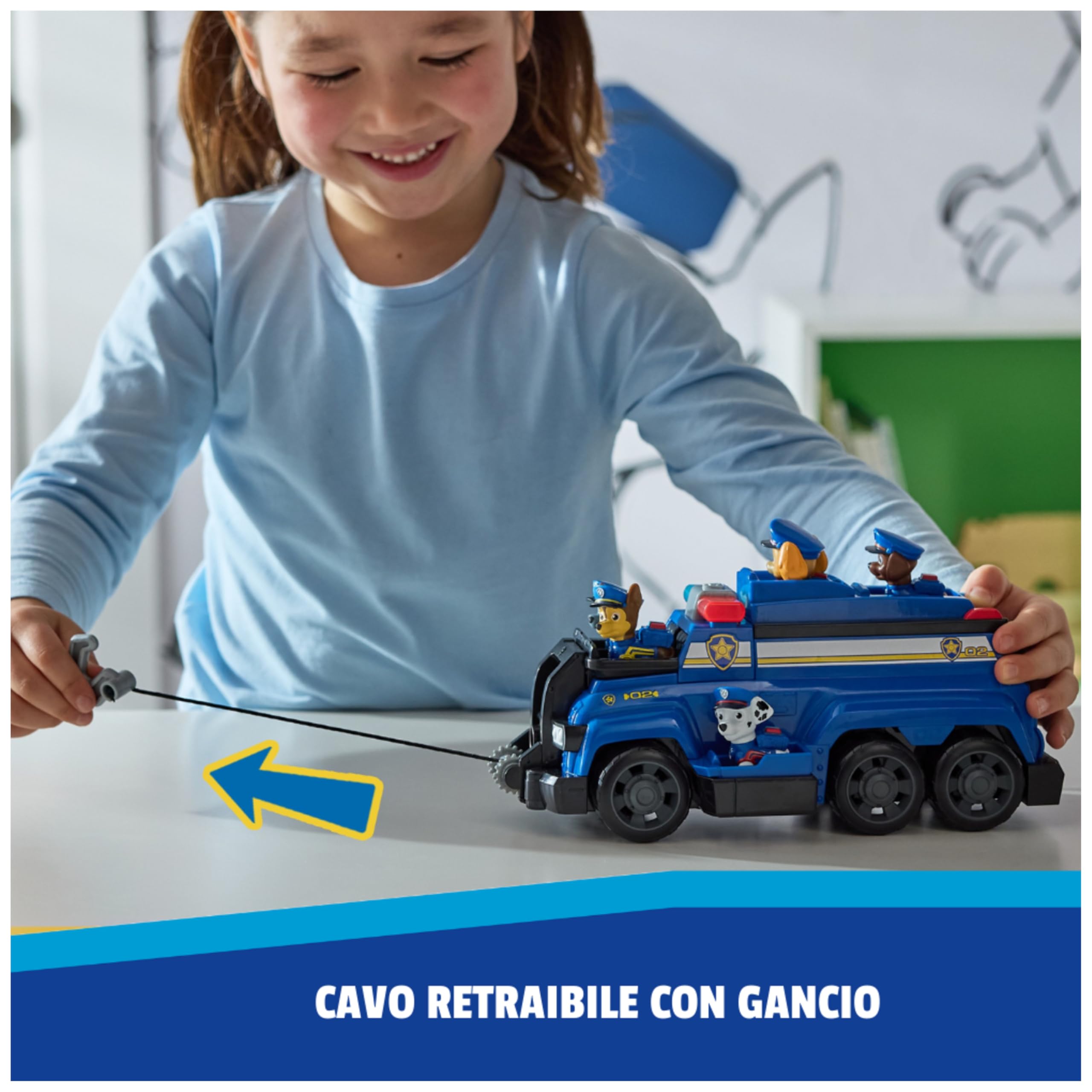 Paw Patrol Team Cruiser, Veicolo di Grosse Dimensioni con Action Figure Speciali di Chase, Marshall, Skye, Rubble, Rocky e Zuma, Giocattoli per Bambini e Bambine da 3 Anni in su