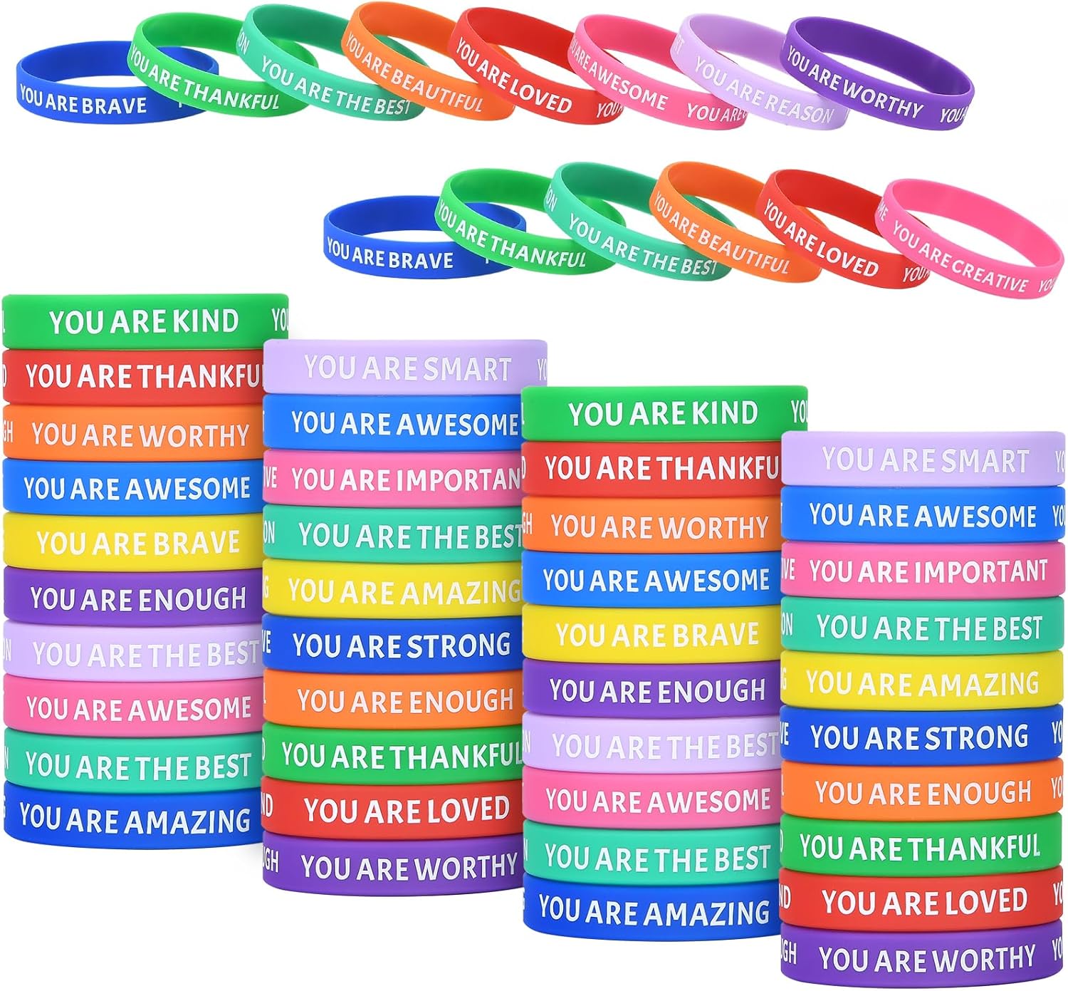 Inspirational Wristbands, Colorful Inspirational Rubber Bracelets, Classroom prizes/gifts for students