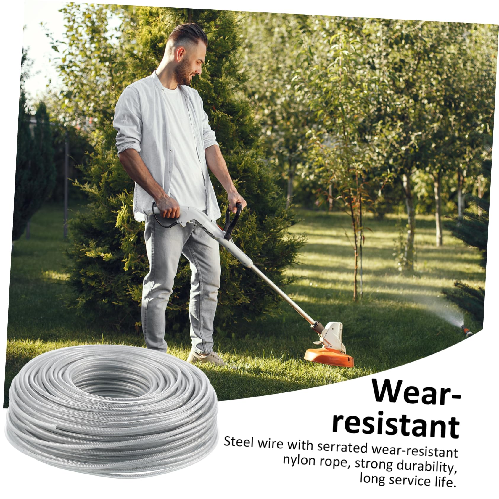 Kisangel Cinturón De Acero para Cortacésped Hilo De Nailon Resistente Accesorio para Desbrozadora para Jardinería y Mantenimiento De Césped