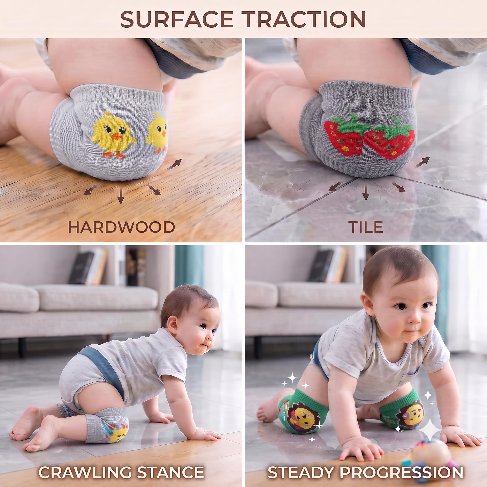 SAFE-O-KID Baby Knee Pads Set of 2 Pairs for Toddlers | Elbow & Knee Protector with Anti-Slip Silicone Dots | Soft, Stretchable & Breathable Support for Crawling & Walking (Assorted) 2