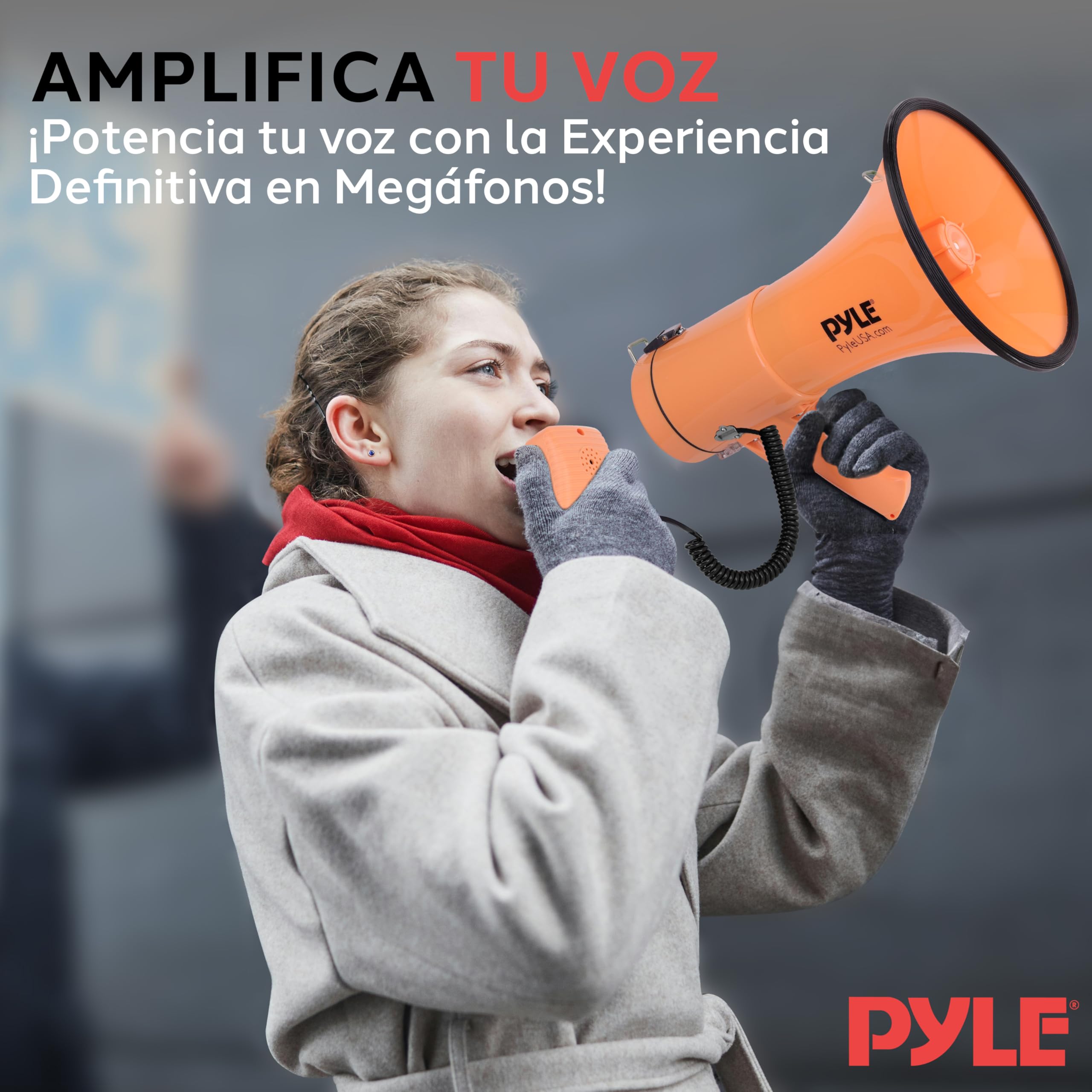Pyle megafono, Altavoz, Portatil, 50V, Volumen Ajustable, Sirena, Correa para el Hombro, Entrada AUX, Compacto, Ideal para anuncios, Eventos, Deportes y mas — view 6