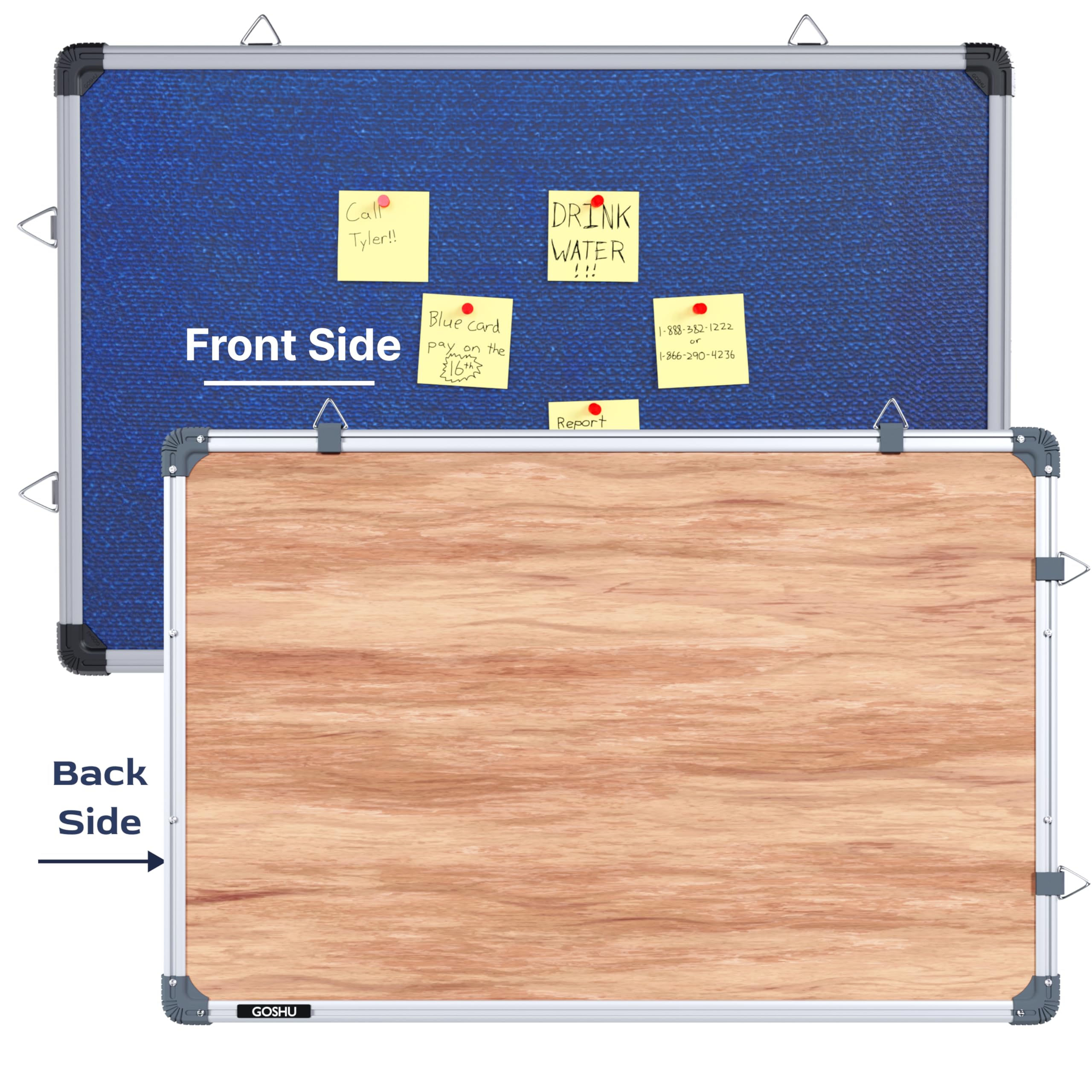 GOSHU 2 feet x3 feet Notice Premium Material Pin-up Board/Pin-up Board/Soft Board/Bulletin Board/Pin-up Display Board for Office, School and Home (2x3 feet Blue, Pack of 1) 4