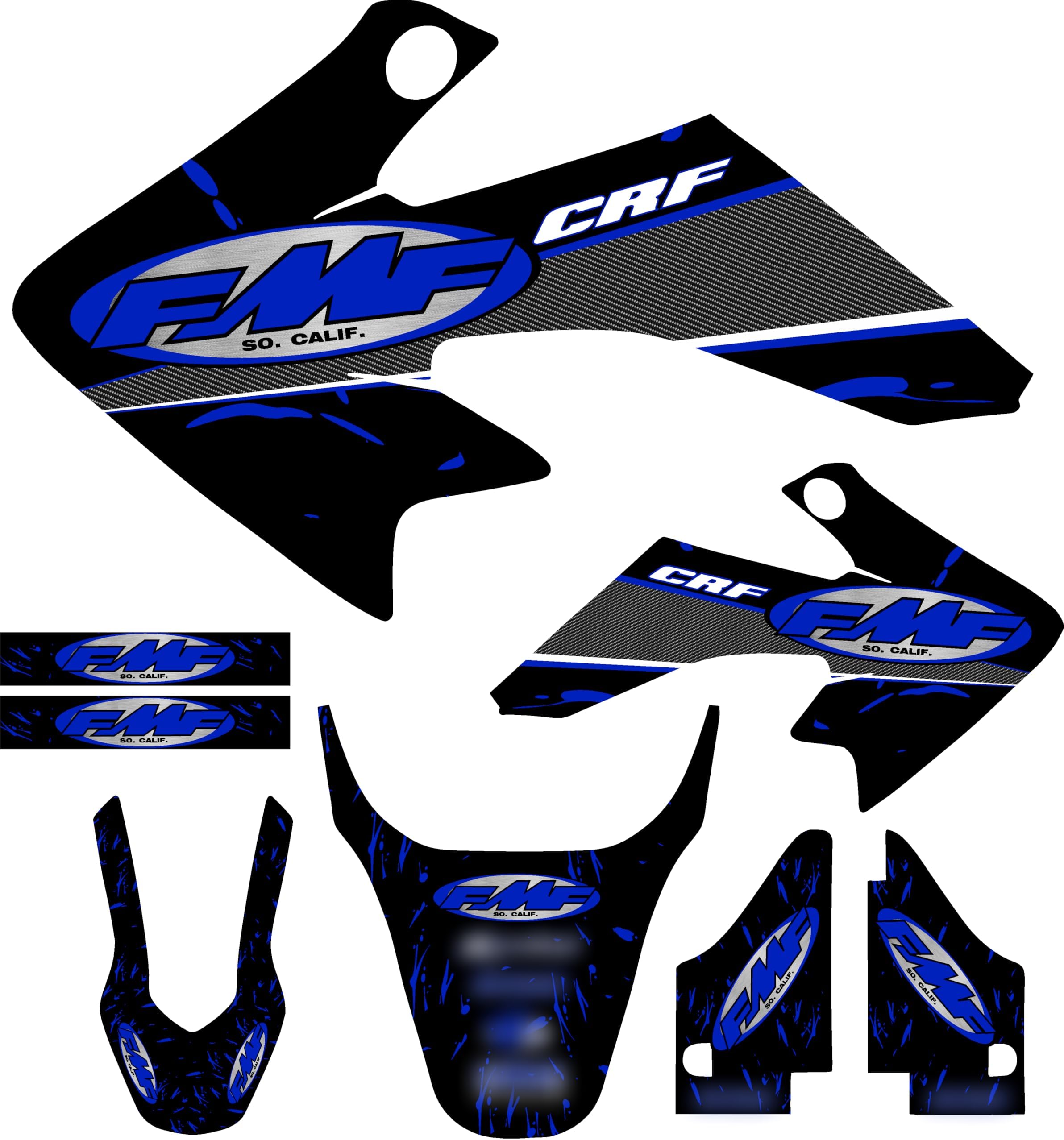 Fit 04-12 CRF50 Blue FMF Graphic Kit Shroud Plastic Decal CRF 50 Decal Sticker