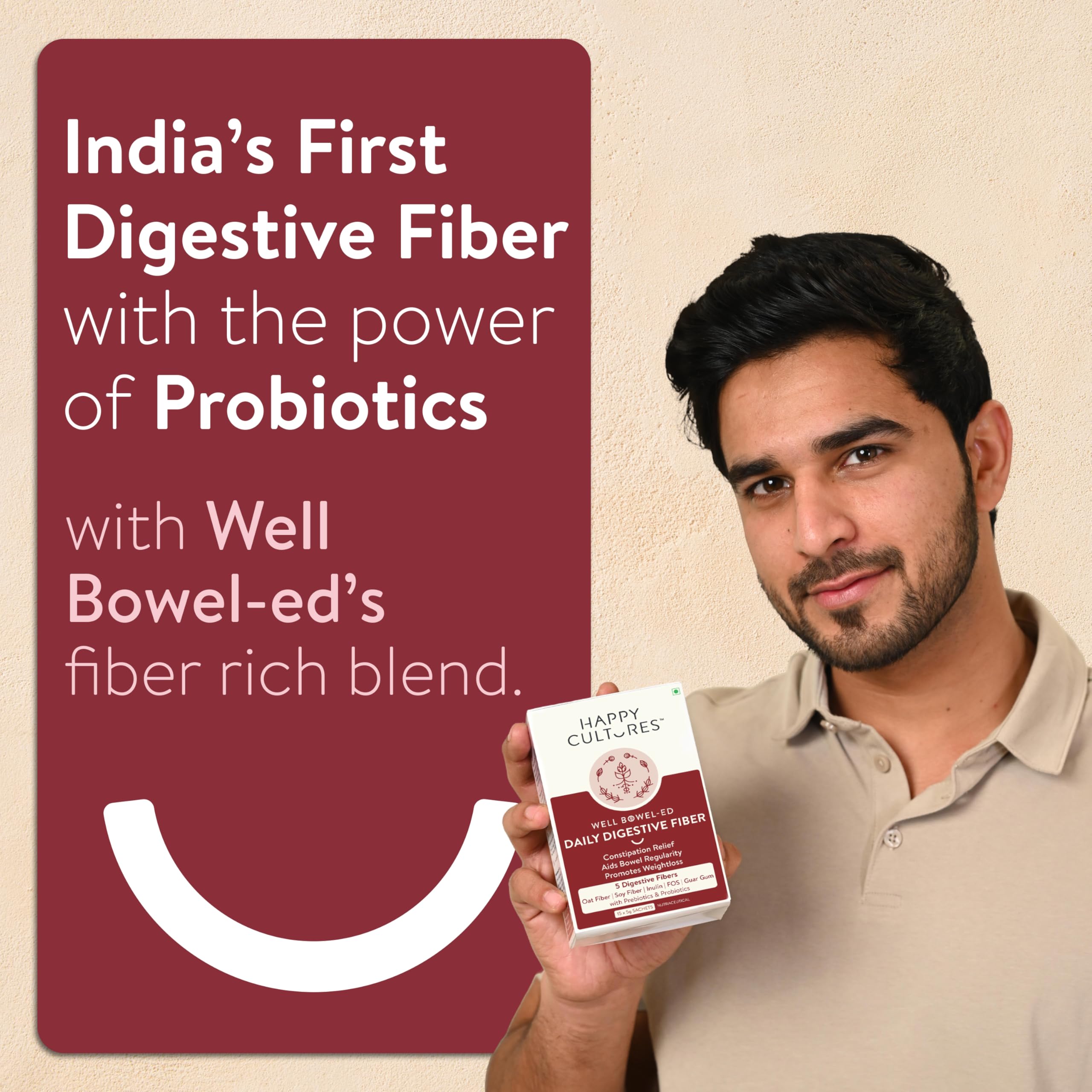 Happy Cultures Well Bowel-ed Advanced Unique Blend of 5 Digestive Fiber Probiotics for Bowel Health Reduce Constipation Gas Bloating Better Weight Control, Unflavored - 15 Sachets Each (Pack of 3) 2