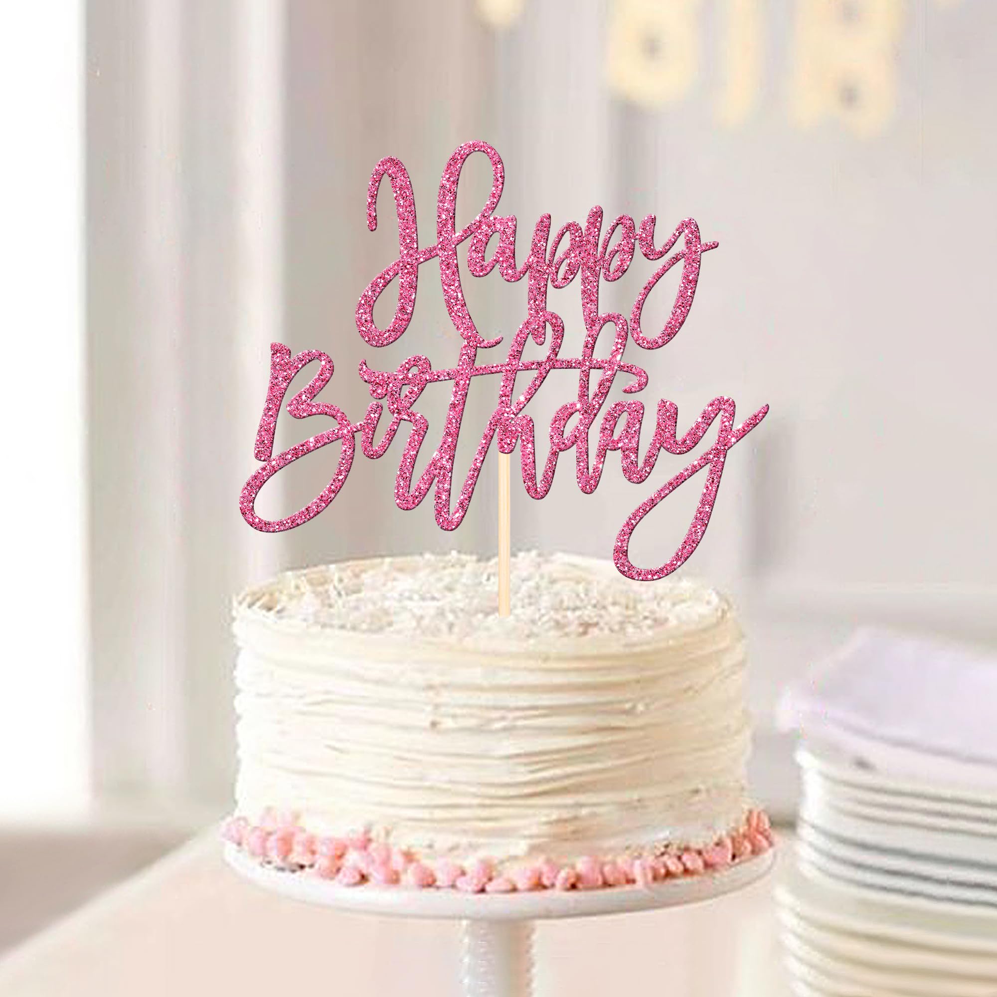 Party Supplies | Gold Glitter Happy Birthday Cake Topper - View #10