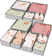 DIMJ Organizer per Cassetti Organizer per Armadio, Divisori per Cassetti Separatori per Cassetti Organizzatore Cassetti, per Calze, Biancheria Intima, 12 Pezzi, Traccia di formiche - grigio