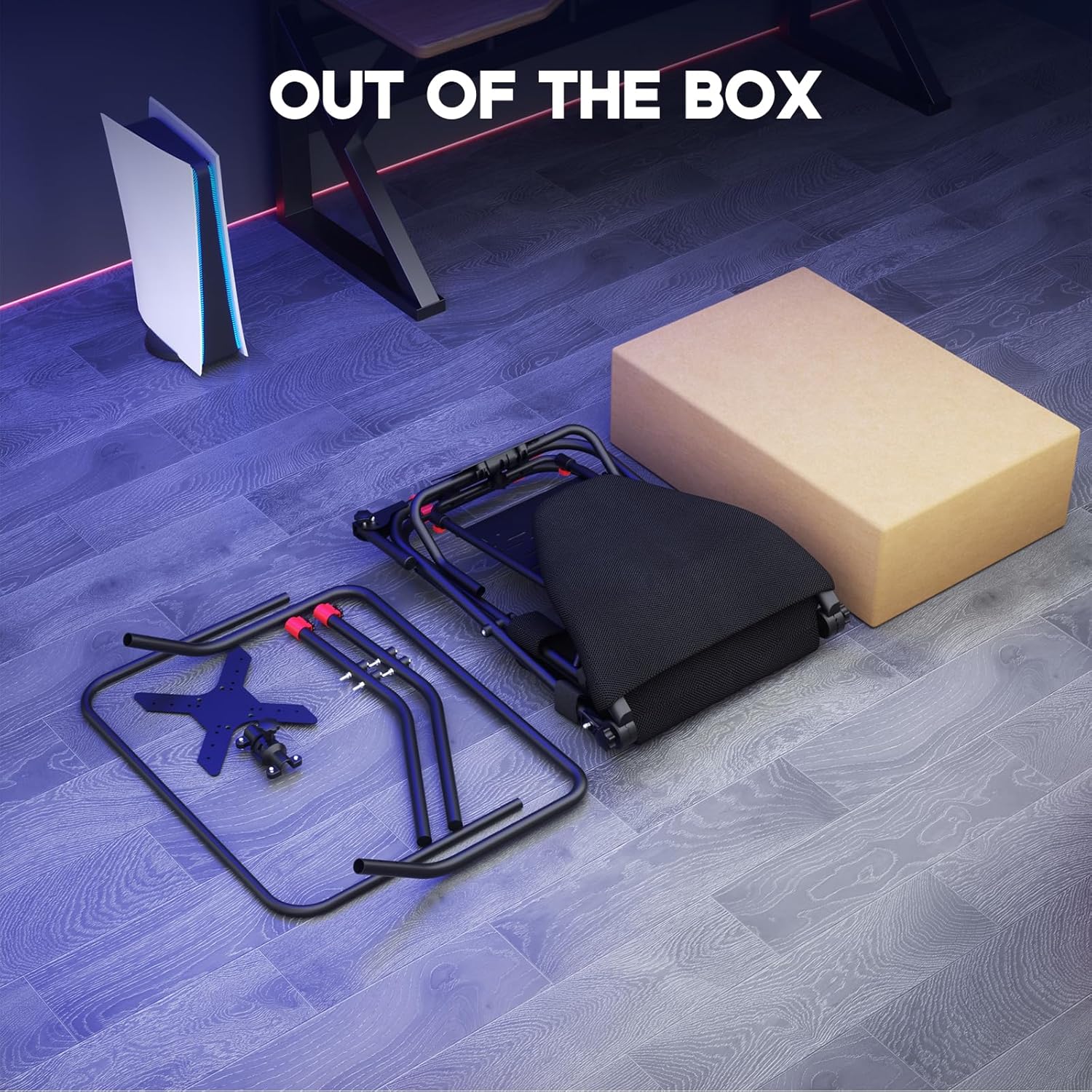 DIWANGUS Racing Simulator Cockpit with TV Stand - Foldable Wheel Stand with TV Mount, Sim Racing Stand Compatible with Logitech/Thrustmaster/MOZA/FANATEC/24-49 Screen（Electronic not Included）