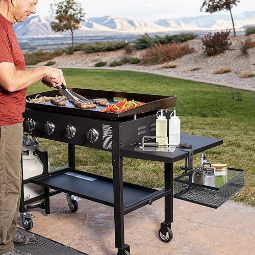 Miniatura 6 de WOMACO Organizador de parrilla para parrilla Blackstone de 28"36", organizador de parrilla giratorio de 360 para accesorios de parrilla Blackstone,