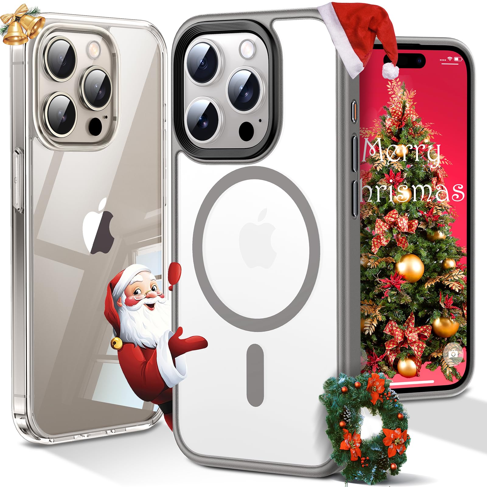 Chicfun[NO.1 Strong Magnetic for iPhone 15 Pro Case for MagSafe [15FT Military Shockproof Tough Protecive] Lasting Durable iPhone 15 Pro Phone Case Shockproof Silicone Matte 15 Pro Cover Grey