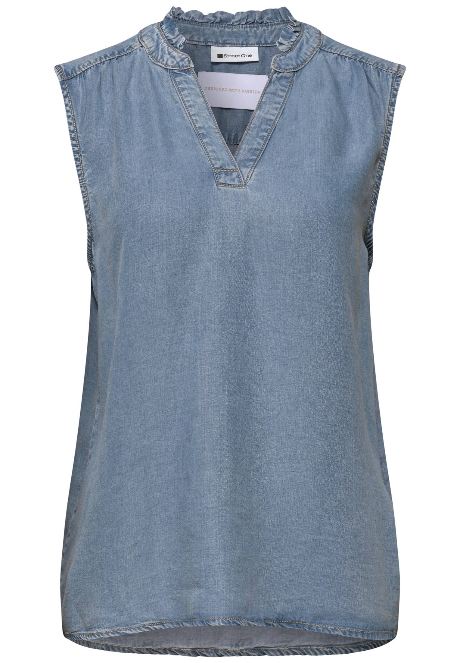 Street One Blusentop im Denim-Look mit Rüschen
