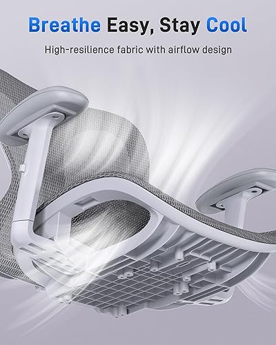 Miniatura 4 de Silla ergonómica de escritorio de oficina, cómoda silla de juegos para computadora, respaldo y asiento de malla transpirable, reposabrazos