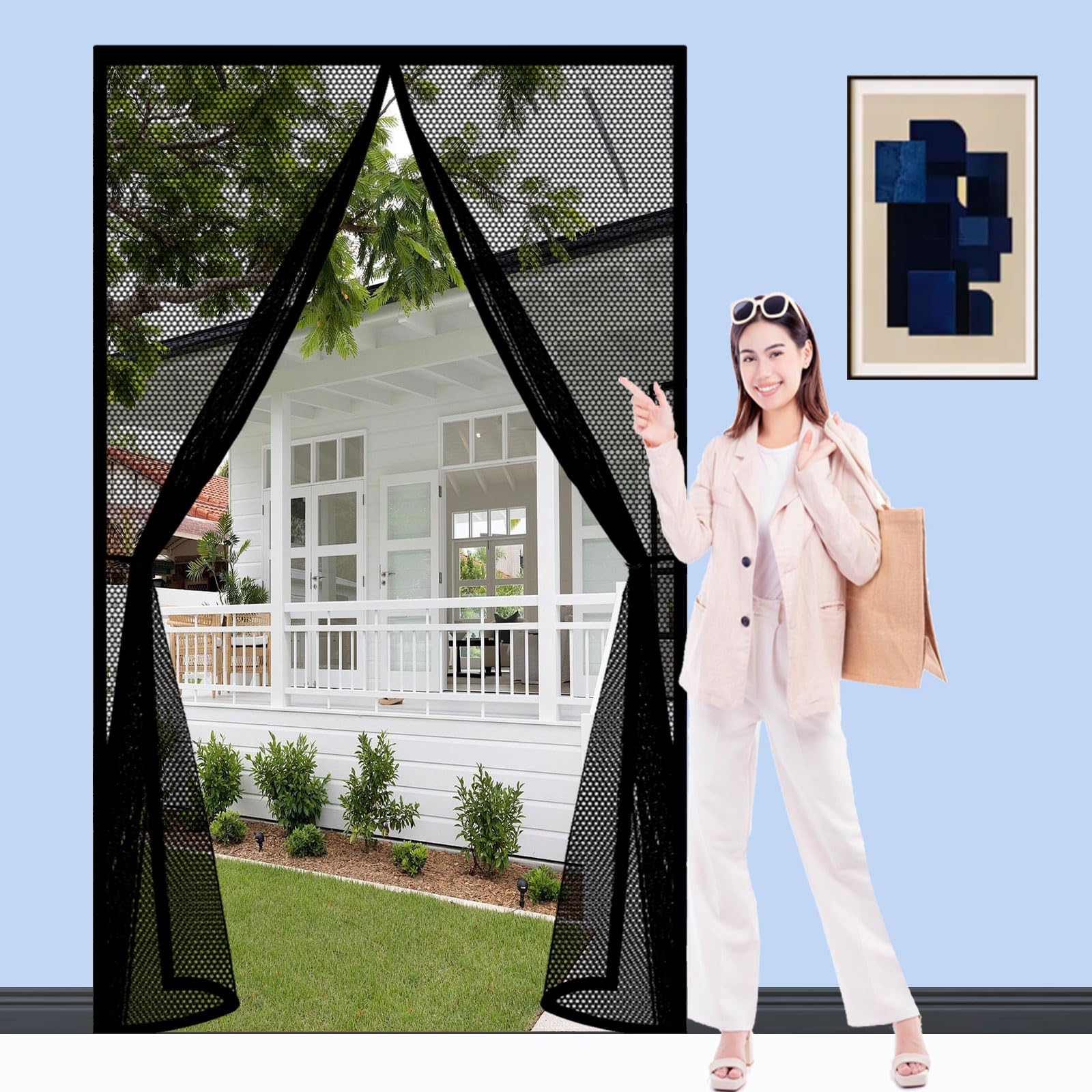Moustiquaire magnétique pour porte fermeture automatique installation facile