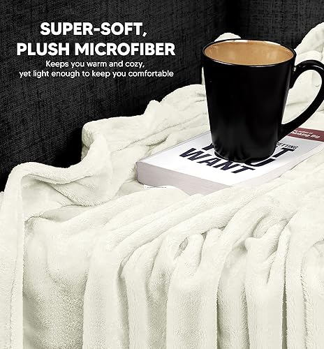Miniatura 3 de Utopia Bedding Manta de forro polar, color marfil, de 10.58 ozm, de lujo, mullida, suave, antiestática, de microfibra (60 x 50 pulgadas)