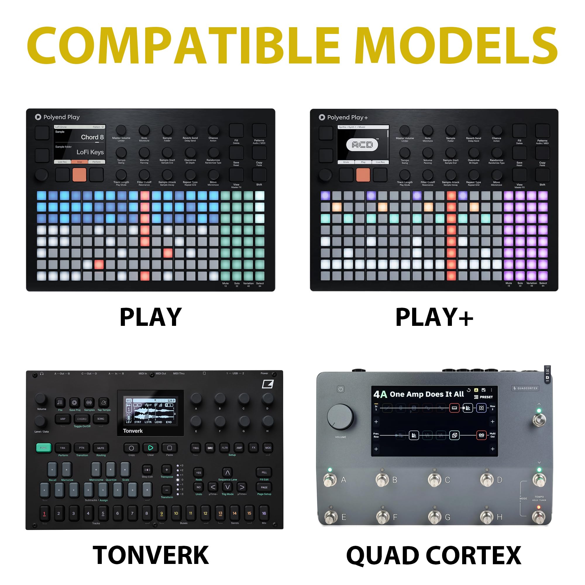 Musiin Funda para procesador de efectos digitales de guitarra compatible con Neural DSP Quad Cortex, almacenamiento portátil con bolsillo de malla, compartimento para cables, cremallera dorada y asa