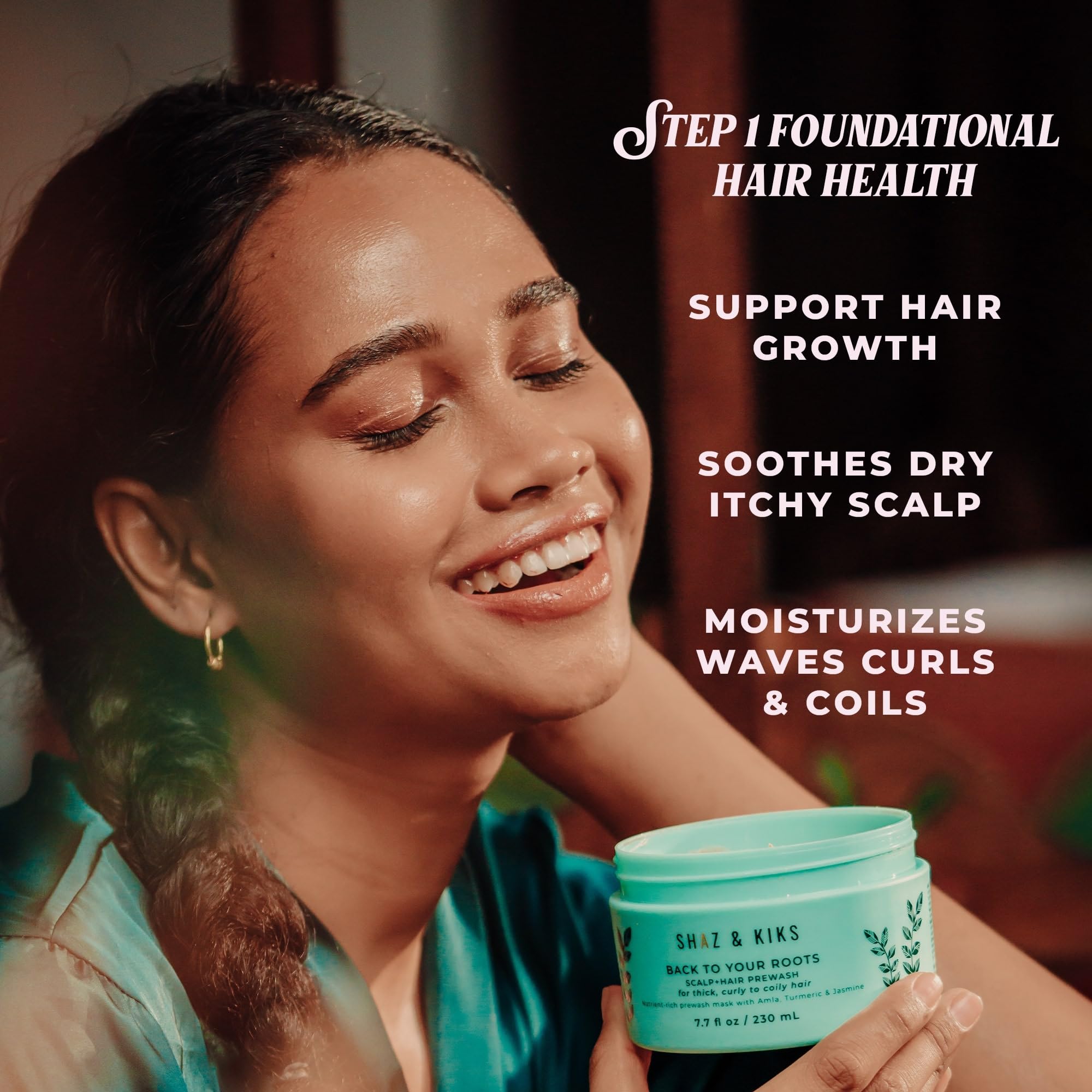 SHAZ & KIKS Essential Prewash Mask for Thick, Curly to Coily Hair | Scalp & Hair Mask with 35+ Essential Nutrients to Build Long-term Health | Stimulate Growth & Moisturize Dry Scalp & Curls, 3.04 oz