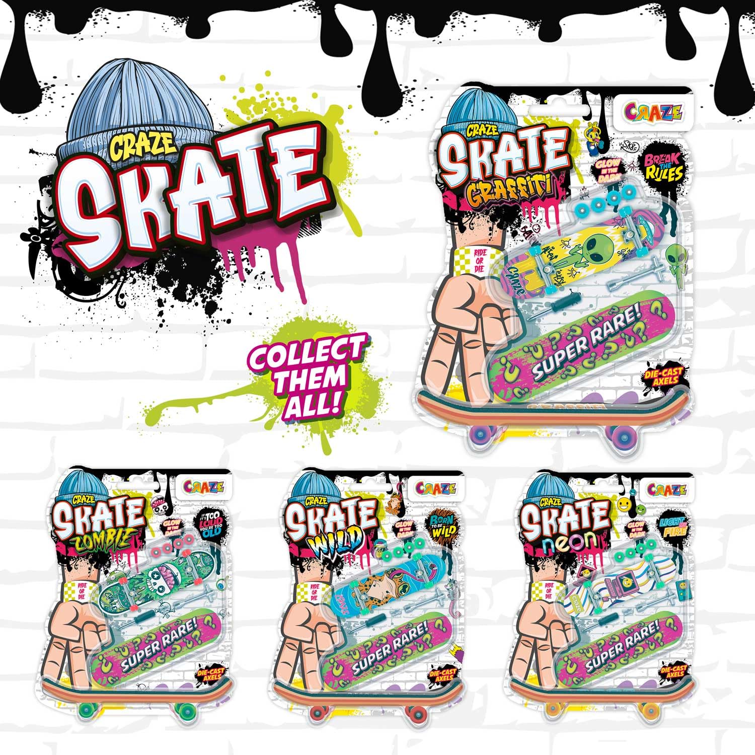 CRAZE Fingerboard zestaw 2-pak mini deskorolki na palec typu Tech Deck - Fingerboard z akcesoriami dla dzieci - deskorolka mini do makijażu i kaskaderek