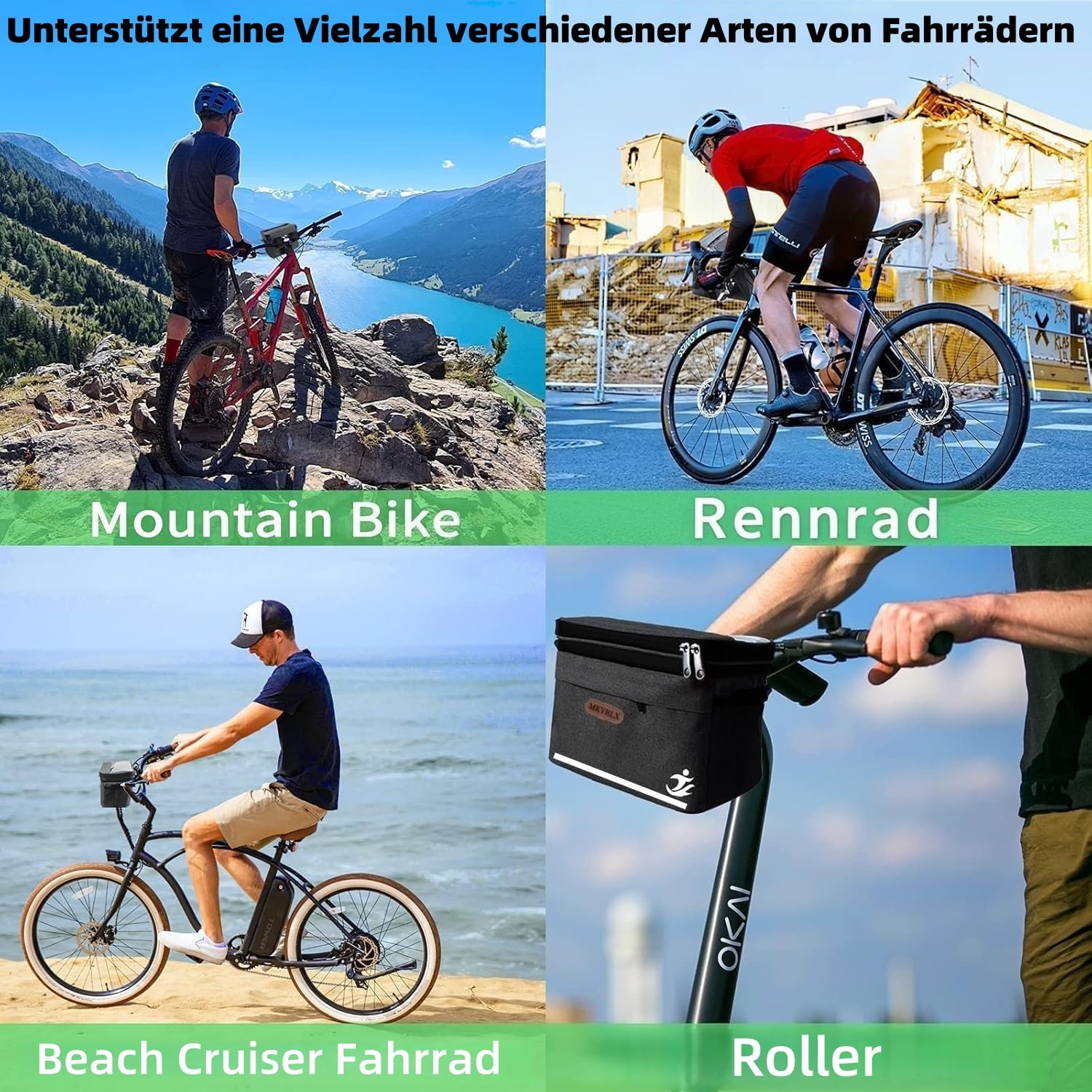 Bolsa Manillar Bicicleta, Bolsa Bicicleta Manillar Impermeable Para Ciclismo Con Pantalla Táctil, Bolsa Bicicleta para Manillar de Gran Capacidad con Correa para el Hombro, para MTB