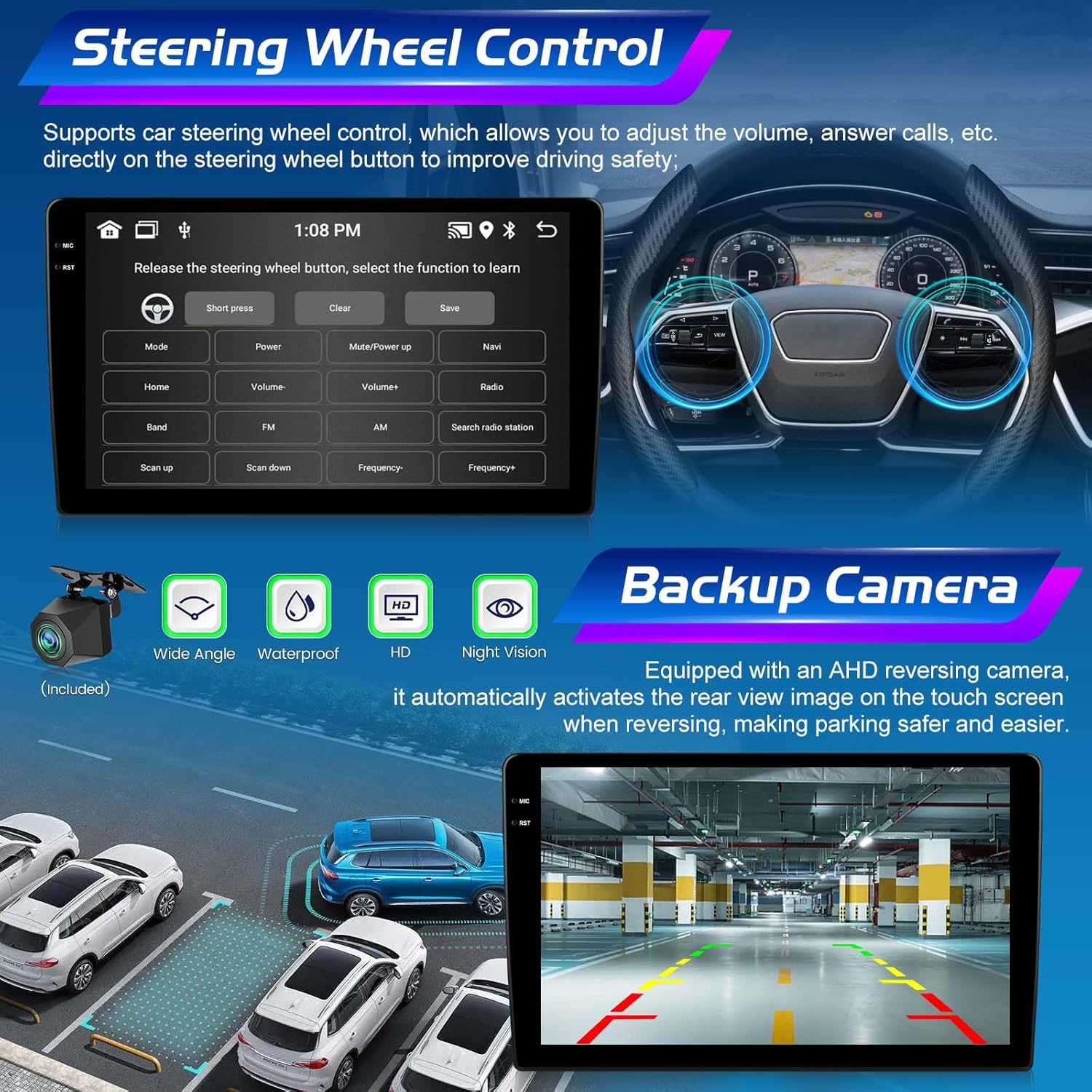 [4+64G] NHOPEEW for Dodge Charger Car Radio 2011-2014 - Wireless Carplay and Android Auto - 9 Inch Incell Touchscreen Android Car Stereo - GPS / 5GHz WiFi/EQ Audio/SWC/FM/RDS + AHD Backup Camera