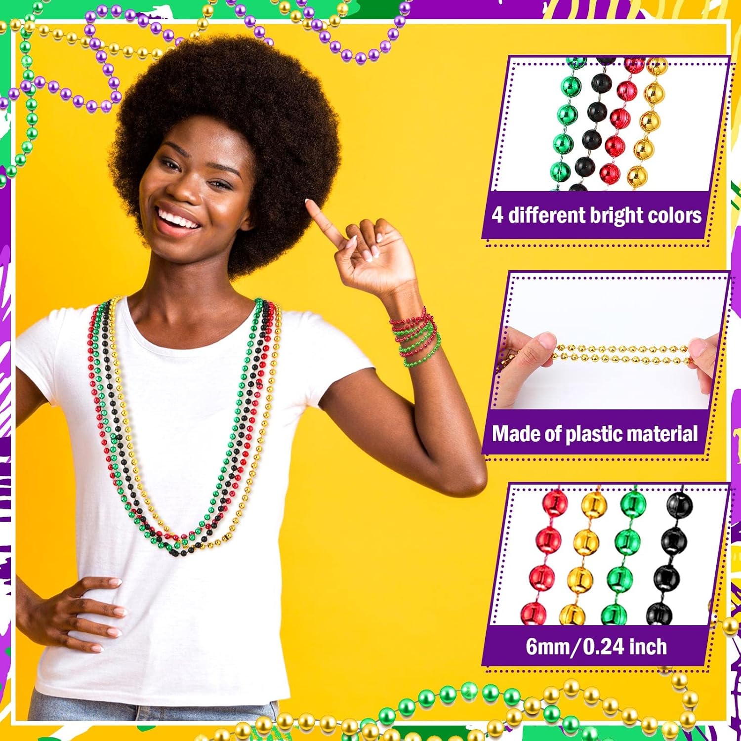 Ecally 120 Pieces Beaded Necklaces Bulk Mardi